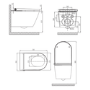 Matt Black Wall Hung Smart Bidet with Brushed Brass Pneumatic Flush Plate, 820mm Frame & Cistern – Purificare