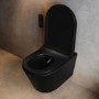Matt Black Wall Hung Smart Bidet with Brushed Bronze Pneumatic Flush Plate, 820mm Frame & Cistern – Purificare