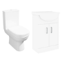 Close Coupled Toilet and 550mm Basin Vanity Unit Bathroom Suite - Classic
