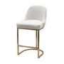 Set of 3 Beige Boucle Kitchen Stools with Gold Legs - Callie