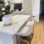 Set of 4 Beige Boucle Kitchen Stools with Gold Legs - Callie