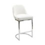 Set of 3 Beige Boucle and Chrome Kitchen Stools - Callie