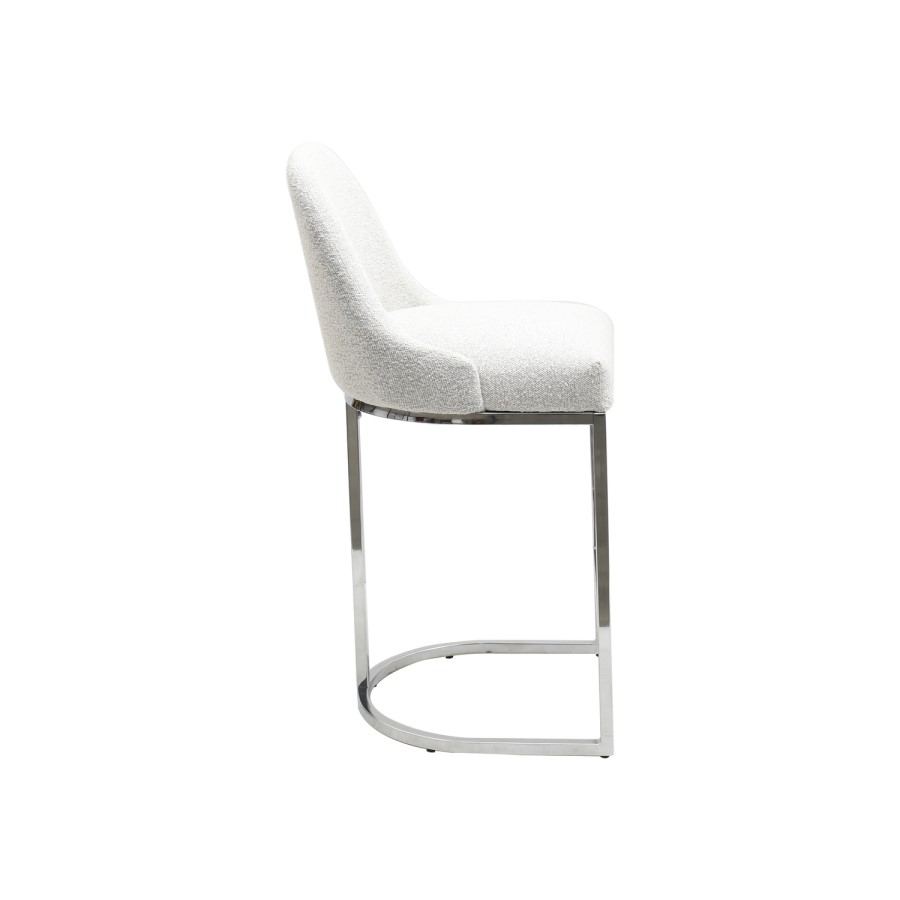 Set of 3 Beige Boucle and Chrome Kitchen Stools - Callie