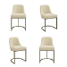 Set of 4 Beige Upholstered Dining Chairs with Brass Legs - Callie
