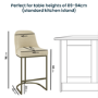 Set of 4 Beige Upholstered Kitchen Stools with Brass Legs - Callie