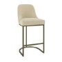 ONLY OPENED - Beige Upholstered Kitchen Stool with Brass Legs - Callie