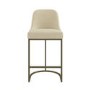 ONLY OPENED - Beige Upholstered Kitchen Stool with Brass Legs - Callie