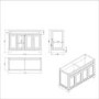 1200mm White Freestanding Double Countertop Vanity Unit - Camden