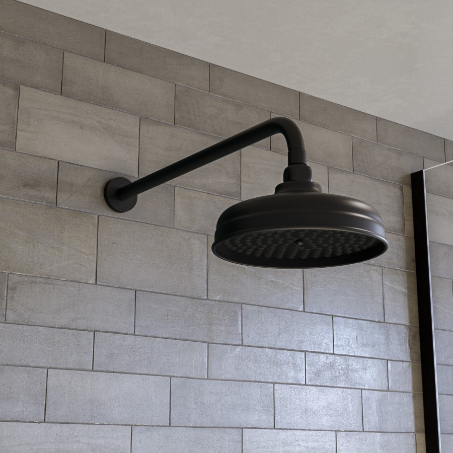 Black 2 Outlet Wall Mounted Thermostatic Mixer Shower Set with Hand Shower - Cambridge