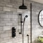 Black 2 Outlet Ceiling Mounted Thermostatic Mixer Shower Set with Hand Shower - Cambridge