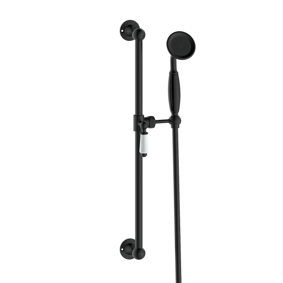 Black 2 Outlet Ceiling Mounted Thermostatic Mixer Shower Set with Hand Shower - Cambridge