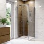 800mm Chrome 6mm Glass Square Hinged Shower Enclosure with Low Profile Shower Tray - Carina