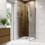 800mm Chrome 6mm Glass Square Hinged Shower Enclosure with Low Profile Shower Tray - Carina
