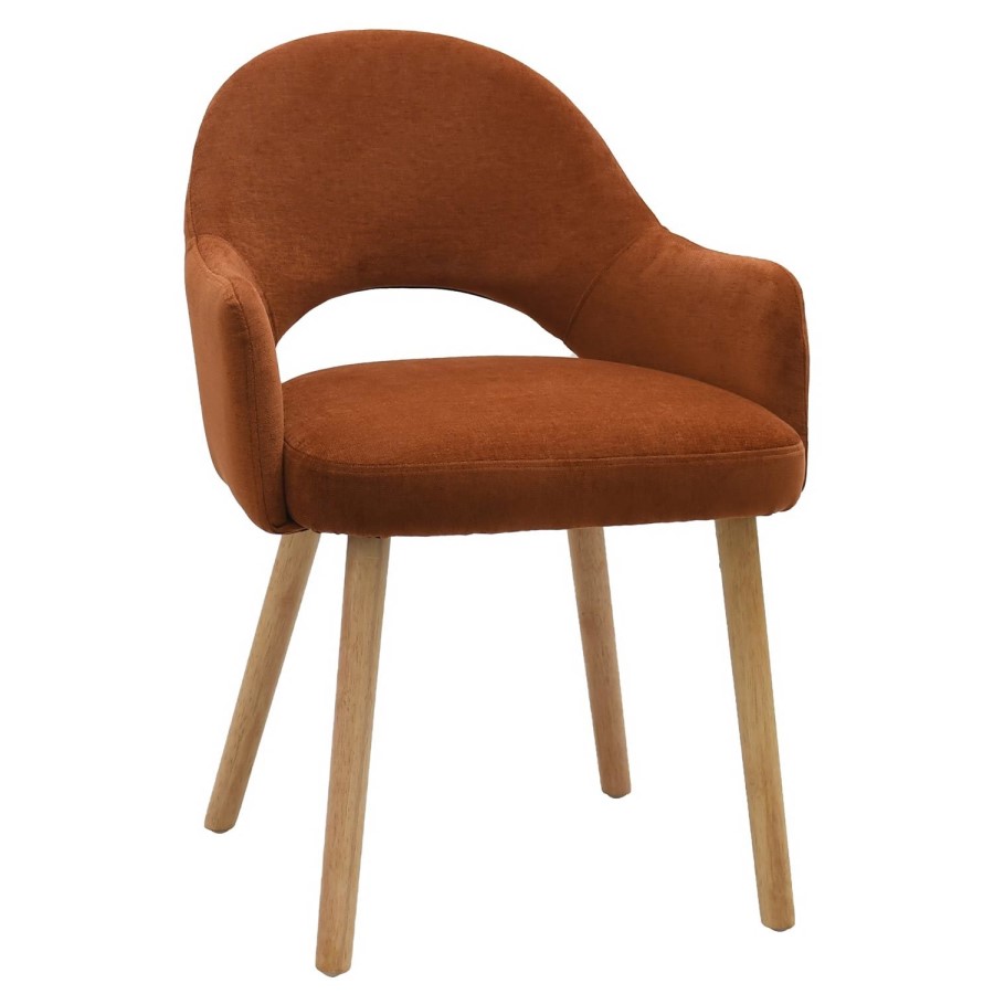 Set of 2 Burnt Orange Upholstered Dining Chairs with Oak Legs - Colbie