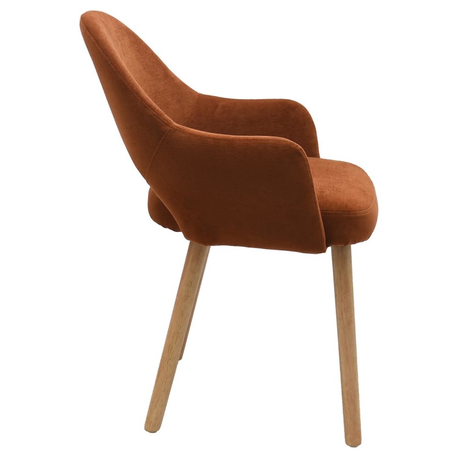 Set of 2 Burnt Orange Upholstered Dining Chairs with Oak Legs - Colbie