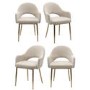 Set of 4 Beige Upholstered Dining Chairs with Gold Legs - Colbie
