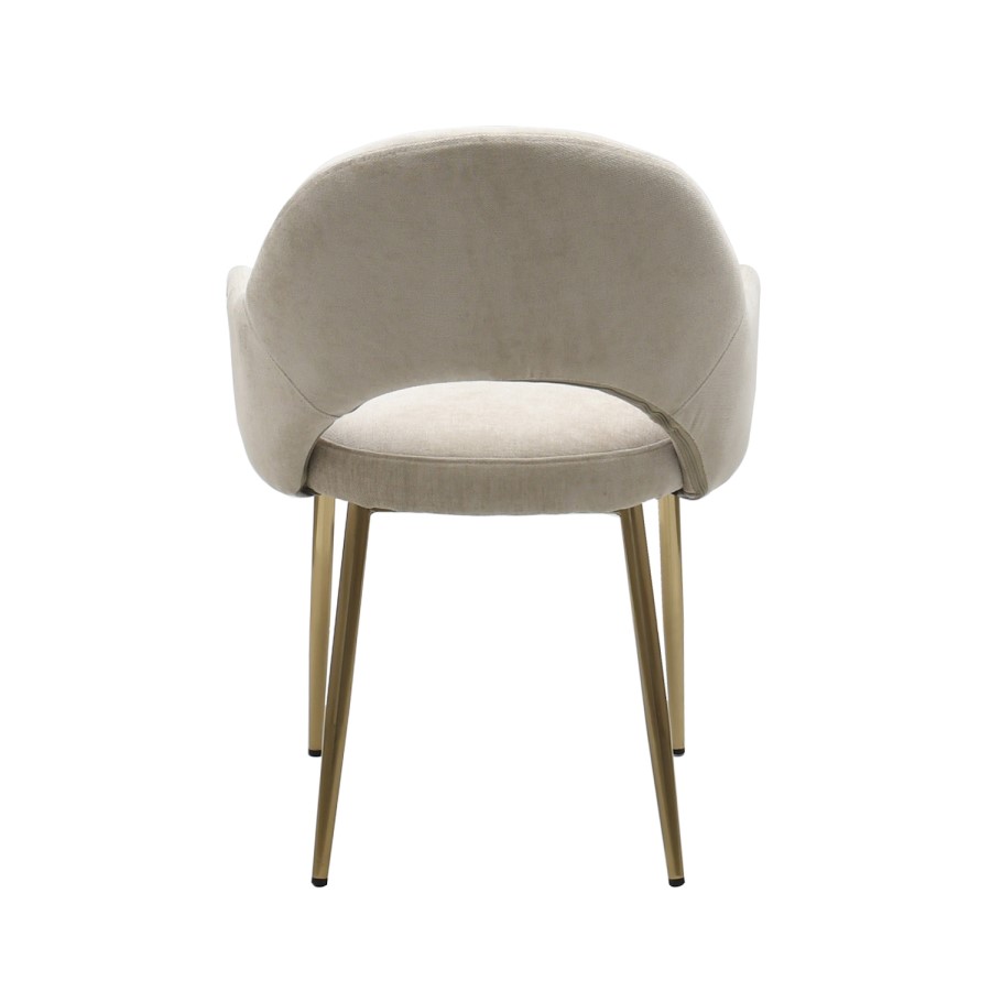 Set of 2 Beige Upholstered Dining Chairs with Gold Legs - Colbie