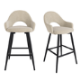 Set of 2 Black and Beige Upholstered Kitchen Stools with Back - Colbie