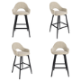 Set of 4 Black and Beige Upholstered Kitchen Stools with Back - Colbie