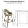 Set of 2 Oak and Sage Green Velvet Kitchen Stools with Back - Colbie