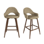 Set of 2 Walnut and Beige Faux Leather Kitchen Stools with Back - Colbie