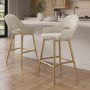 Set of 2 Gold and Beige Upholstered Kitchen Stools with Back - Colbie