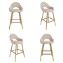 Set of 4 Gold and Beige Upholstered Kitchen Stools with Back - Colbie