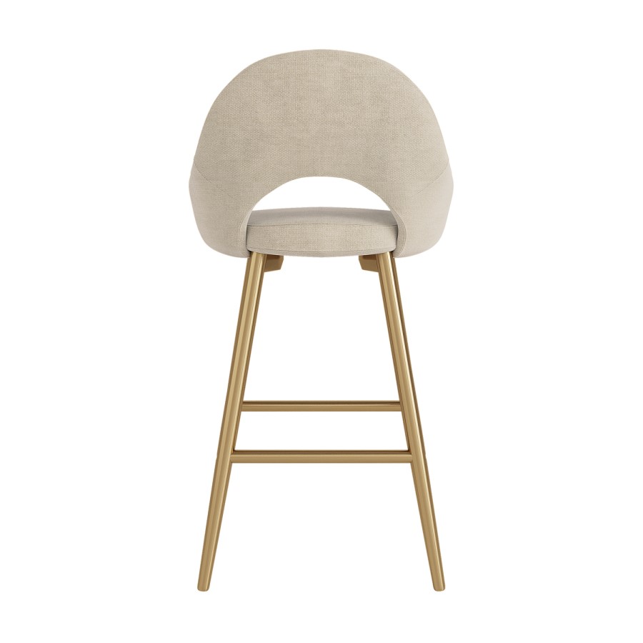Gold and Beige Upholstered Kitchen Stool with Back - Colbie