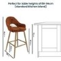 Set of 3 Oak and Burnt Orange Upholstered Kitchen Stools with Back - Colbie