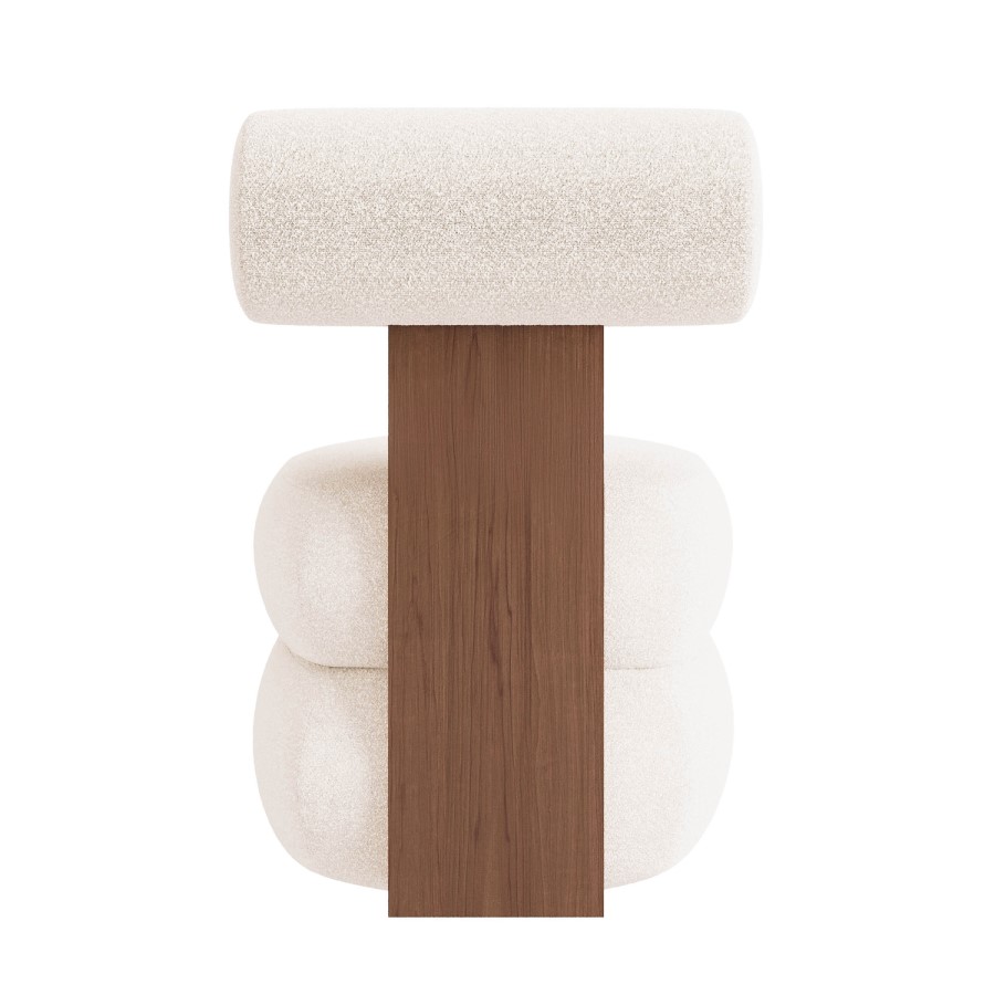Cream Boucle Roll Back Accent Chair - Cleo