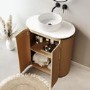 800mm Wooden Curved Fluted Freestanding Countertop Vanity Unit with Basin - Matira