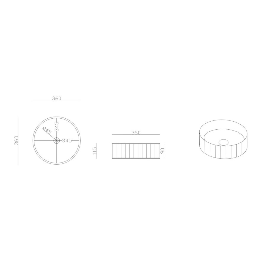 800mm Wooden Curved Fluted Freestanding Countertop Vanity Unit with Basin - Matira