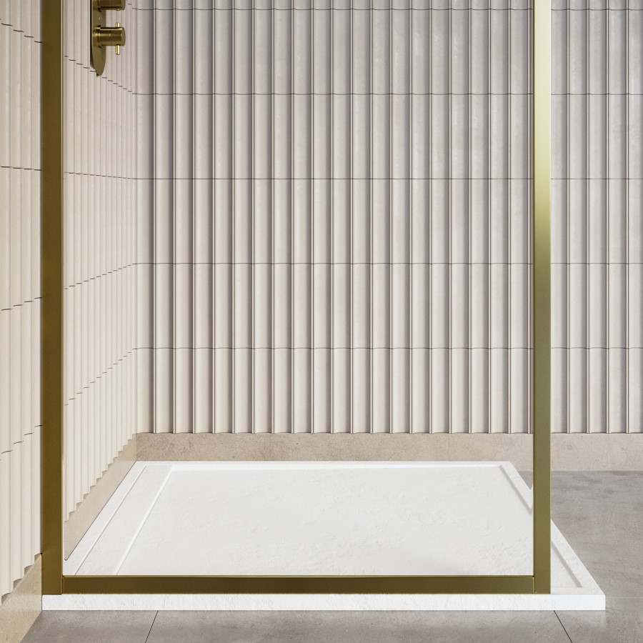 1000x800mm Rectangular Anti-Slip 30mm Slimline White Stone Resin Shower Tray – Coast