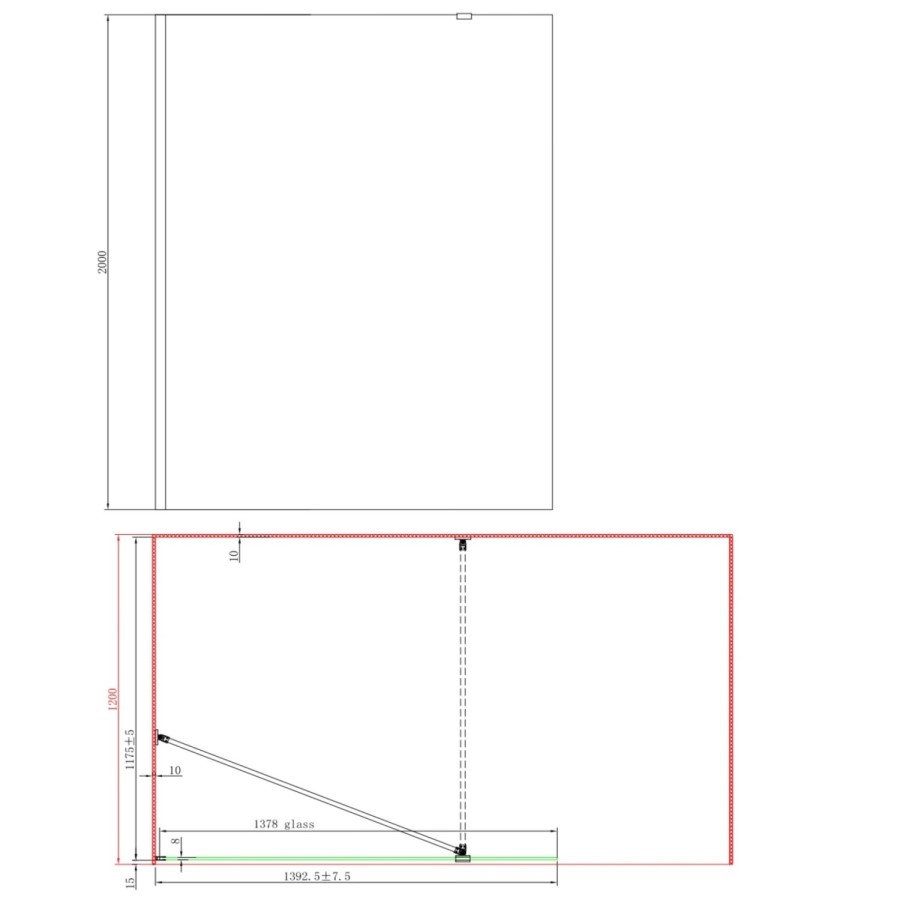 1200mm Brushed Brass Shower Screen for Wet Room & Walk In Shower with 300mm Hinged Flipper Return Panel – Corvus