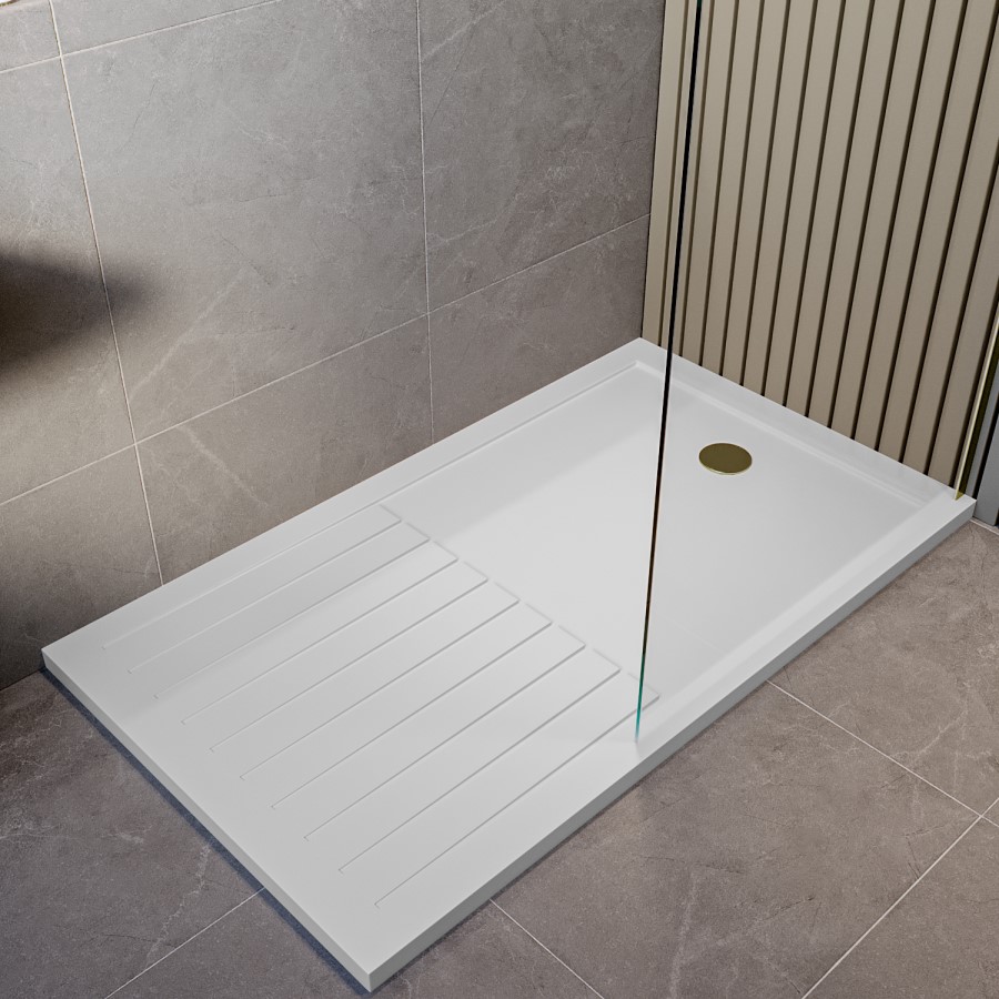 1400 x 900mm Brass Walk in Shower Enclosure Suite with Toilet and Basin - Corvus