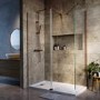 1600x800mm Bronze Wet Room Shower Screen Enclosure with Hinged Flipper Return Panel - Corvus