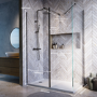 1600x800mm Gunmetal Grey Grey Walk-In Shower Screen Enclosure with Fixed Return Panel – Corvus