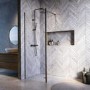 800mm Gunmetal Grey Shower Screen for Wet Room & Walk In Shower with 300mm Fixed Return Panel – Corvus