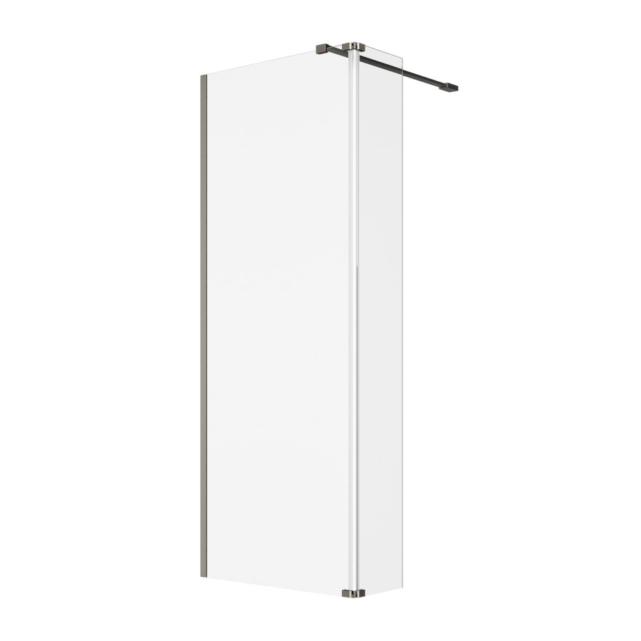 800mm Gunmetal Grey Grey Shower Screen for Wet Room & Walk In Shower with 300mm Hinged Flipper Return Panel - Corvus