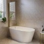ONLY OPENED - Freestanding Shower Bath Single Ended Left Hand Corner with Brass Bath Screen 1600 x 780mm - Cove