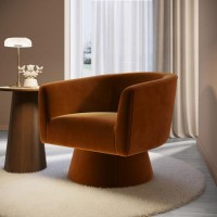 Burnt Orange Velvet Swivel Armchair - Cairo
