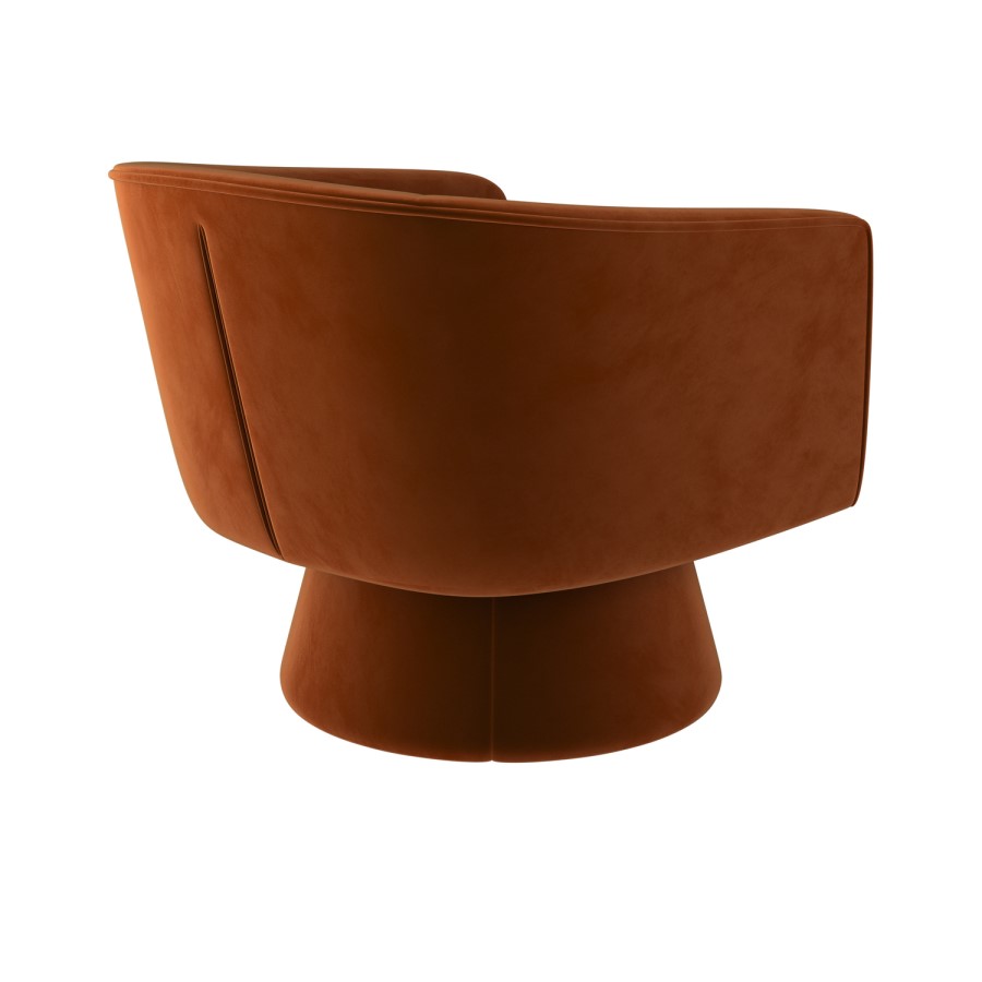 Burnt Orange Velvet Swivel Accent Chair - Cairo