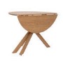 Round Oak Drop Leaf Dining Table Set with 2 Beige Upholstered Chairs - Seats 2 - Carson