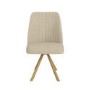 Set of 2 Beige Upholstered Swivel Dining Chairs with Oak Effect Legs - Logan