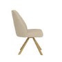 Set of 2 Beige Upholstered Swivel Dining Chairs with Oak Effect Legs - Logan