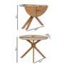 Round Oak Drop Leaf Dining Table Set with 2 Beige Upholstered Swivel Chairs - Seats 2 - Carson