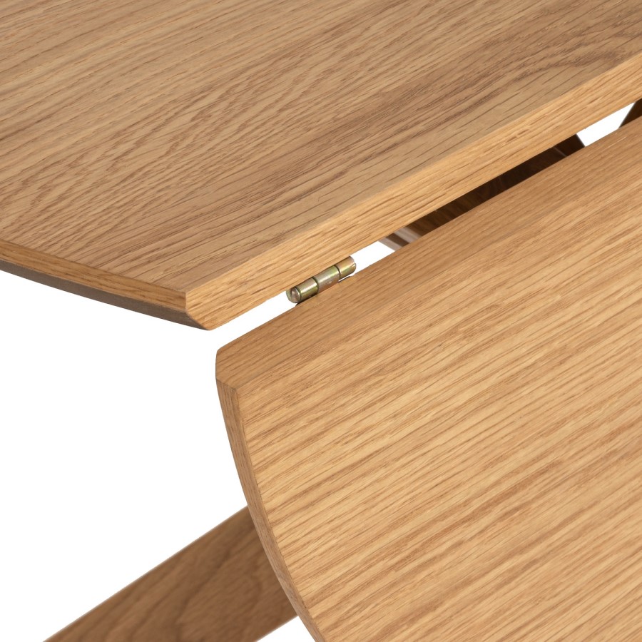 Small Oak Drop Leaf Space Saving Round Extendable Dining Table - Seats 2 - 4 - Carson
