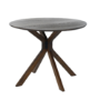 Round Walnut Drop Leaf Dining Table Set with 2 Beige Fabric Curved Back Dining Chairs - Carson