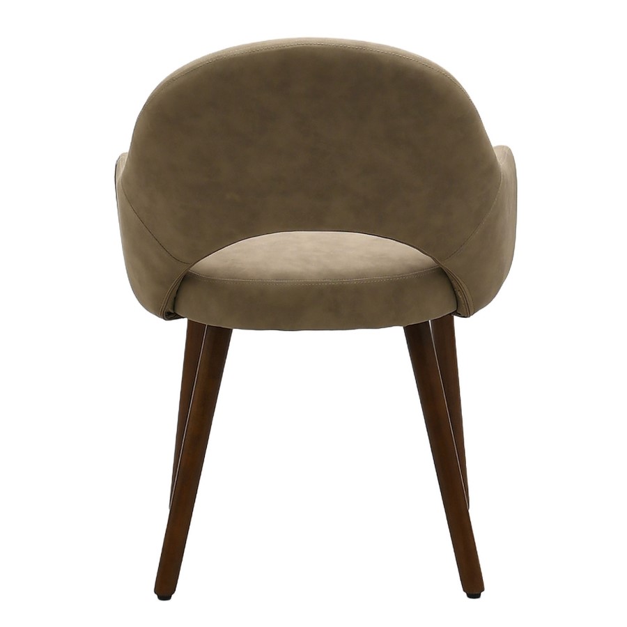 Set of 2 Beige Faux Leather Dining Chairs with Walnut Legs - Colbie