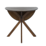 Round Walnut Drop Leaf Dining Table Set with 4 Beige Faux Leather Chairs - Seats 4 - Carson